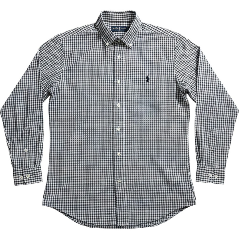 Ralph Lauren Mens Custom Fit Gingham Button Down Shirt Navy White‎ Large K5